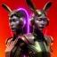 Placeholder: Medium Close Up Portrait, Front image. cyberpunk Asian woman, pink short hair. rabbit mask, latex suit. Red, black, gold, color. Punk style. Gradient background, highly detailed, concept art, smooth, unreal engine 5, god rays, ray tracing, RTX, lumen lighting, ultra detail, volumetric lighting, 3d, finely drawn, high definition, high resolution.