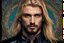 Placeholder: Hyperdetailed, 20-year-old german male, long blonde hair, wearing black leather jacket, neatly trimmed dark beard blue eyes