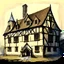 Placeholder: drawing of a medieval school building in the style of art novel