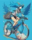 Placeholder: Anime design on a bike in blue