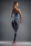 Placeholder: Beautiful American girl fitness trainer, stands and shows her perfect figure to her full height, full body shot, back view, developed muscles, beautiful body, athletic legs and hips in leggings, professional photo, cinematic light, colorful realism, modularity, rich close - ups, uhd image, high attention to detail, high definition and level of detail,