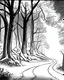 Placeholder: draw a forest road landscape with trees on the sides