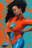 Placeholder: Miami Dolphins-themed muscular female superheroine orange and teal skin-tight costume Coptic Art Afrofuturism Style of Elle Reisha Perlmutter Leng Jun Stan Lee Joseph Ducreux Kehinde Wiley Boris Vallejo Jeff Koons photorealistic portrait painting Marvel Comics chunyu japanesehighschool academic art street art 64 megapixels Pixar, Disney 3d digital art, Maya 3D, ZBrush 3D shading dynamic lighting