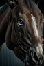 Placeholder: Horse with overly realistic human eyes, scary