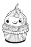 Placeholder: outline art for cute Cupcake coloring pages with sitch, white background, Sketch style, full body, only use outline, toddlers style, clean line art, white background, no shadows and clear and well outlined.