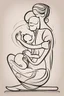 Placeholder: Abstract Picasso style drawing of a woman making pilates with a baby. No faces. Outline only