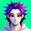 Placeholder: anime discord profile picture of man with short black hair with red streaks, with purple dragon horns on top of his head, looking mischievous