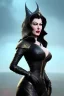 Placeholder: Ava Gardner as evil queen in black leather, busty, cleavage, curvy, angry, stern look. character design by cory loftis, fenghua zhong, ryohei hase, ismail inceoglu and ruan jia. unreal engine 5, artistic lighting, highly detailed, photorealistic, fantasy