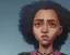 Placeholder: Portrait of a magical black 10 year old witch girl with big lips and curly hair by Nick Harris