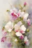 Placeholder: impressionistic watercolor painting, by Richard Schmid, ((best quality)), ((masterpiece)), ((realistic, digital art)), (hyper detaile), Richard Schmid style, intricate details, sweet pea flowers, white background, vivid coloring, some splashes