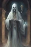 Placeholder: ghost of a scholar priest with a key