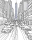 Placeholder: New York City roads coloring page, full body (((((white background))))), only use an outline., real style, line art, white color, clean line art, white background, Sketch style.