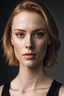 Placeholder: photo, rule of thirds, deborah ann woll dramatic lighting, short hair, detailed face, detailed nose, woman wearing tank top, smirk, realism, realistic, raw, analog, woman, portrait, photorealistic, analog, realism