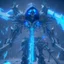 Placeholder: galactic robotic space reaper with mechanical scythe covered in blue flames, unreal engine 5, 8k resolution, photorealistic, ultra detailed