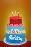 Placeholder: A birthday cake written "Happy Birthday". oil painting.