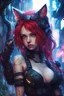 Placeholder: CAT GIRL, FANTASY, VINES, SOULLESS, FLUFFY TAIL, RED HAIR, CYBERPUNK