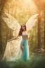 Placeholder: Gorgeous Real Photography Beautiful Super Model woman dressing Beautiful Lady Fairy with straddle wings,wonderland background, panoramic shot ,HD portrait