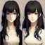 Placeholder: I want you to create a female avatar with black hair. His hair will be shoulder-length. He will smile. His eyes will be brown. His lips will not be too full, but don't draw them too thin. His body will be visible up to the chest level. She will be young. 22 years old. Her hair is wavy and she wears bangs.