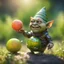 Placeholder: snail gremlin t-pose upper body of gnome goblin orc made from tinted murano glass in long grass inspecting a melon ,bokeh like f/0.8, tilt-shift lens 8k, high detail, smooth render, down-light, unreal engine,bokeh like f/0.8, tilt-shift lens 8k, high detail, smooth render, down-light, unreal engine