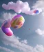 Placeholder: Ultra realistic speed clouds sky scene, wide angle view, sweet women falling down, inflatable color clothing, free jumping flying, many trinkets, hair monster, many jelly beans, balls, color smoke, smile, happy, circus style, extreme, wind, clouds sea, 20,000 feet altitude, stratosphere, soft color, highly detailed, unreal engine 5, ray tracing, RTX, lumen lighting, ultra detail, volumetric lighting, 3d, finely drawn, high definition, high resolution.