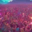 Placeholder: GIANT DANCE PARTY, FESTIVAL IN THE MOUNTAINS, MUSIC FESTIVAL, CROWD, ALIENS, cinematic lighting, 4k, 8k, octane render, digital concept art, extremely detailed, ambient lighting, PINK