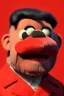 Placeholder: Waist up muppet Portrait, Kim Jong-un as muppet doll, black suit, photo studio, red background, unreal engine 5, concept art, art station, god lights, ray tracing, RTX, lumen lighting, ultra detail, volumetric lighting, 3d.