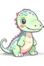 Placeholder: cute dinosaur colored with basic colors, full body, defined lines, no shadows, white background, clear and well