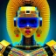 Placeholder: robot portrait in Kente, cinematic, african pattern symbols, engraved, 8k quality, hyper realistic, unreal engine 5