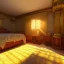 Placeholder: a pinhole camera photo of sunlight streaming into a sumptuous Arab-style bedroom