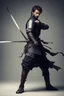 Placeholder: a swordsman with a rapier in right hand and nothing in the left hand. interesting pose