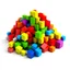 Placeholder: a pile of many cubes with a variety of colors on them, white background