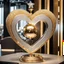 Placeholder: A magnificent golden and silver heart-shaped sign adorned with a stunning golden sphere encrusted with sparkling diamond clusters at its center, elegantly spinning in position.