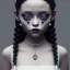 Placeholder: jenna ortega, wednesday addams hair style, make up, wednesday addams black dress, cinematic, wednesday style, hyper detail, 8k resulation