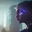 Placeholder: double exposure of a futuristic cyberpunk in an alien city by alessio albi --v 4