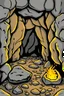 Placeholder: Color Cartoon inside gold mine , black outlines