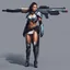 Placeholder: digitalart ai armor conceptart conceptdesign dalle3 fantasy female firearm futuristic gun menace pistol rifle spikes tribal weapon woman aiart conceptartcharacter