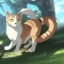 Placeholder: tabby cat animal, anime, ultra-detailed, white background, HD design by makoto shinkai, Granblue Fantasy