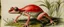 Placeholder: A rosy pink poison elemental frog designed in Heidrun manuscripts painted by George Inness