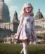 Placeholder: Elle fanning toddler, full body, city background, floral dress, dramatic lighting, hyper realistic