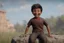 Placeholder: At the top of the trophy, there is a boy character in a triumphant pose. The boy is around 10 years old and is depicted with an enthusiastic and confident expression. He has a joyful smile on his face, and his eyes are gleaming with pride.