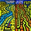 Placeholder: two roads diverged , art, oil colors, bright, keith haring, picasso, masterpiece