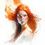 Placeholder: fiery girl in white background]