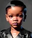 Placeholder: Rihanna toddler, full body, leather jacket, soft skin, dramatic lighting, hyper realistic