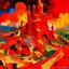 Placeholder: A red volcanic castle in a fiery realm painted by Wassily Kandinsky