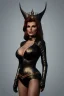 Placeholder: Raquel Welch as evil queen in black leather, leather, busty, cleavage, angry, stern look. character design by cory loftis, fenghua zhong, ryohei hase, ismail inceoglu and ruan jia. unreal engine 5, artistic lighting, highly detailed, photorealistic, fantasy