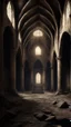 Placeholder: dark fantasy art of a medieval abandoned hall