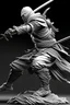 Placeholder: samurai warrior in fight pose grey and white hyper realistic 3d cnc