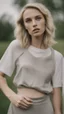 Placeholder: photography of a beautiful anorexic woman, silver satin spaghetti top, sports illustrated, blond short wavy bob haircut, pronounced sternum