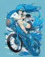 Placeholder: Anime design on a bike in blue