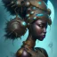 Placeholder: sango fantasy, fantasy magic, intricate, sharp focus, illustration, highly detailed, digital painting, concept art, matte, masterpiece head sexy view black African beauty black afro hair space lady turquoise carp skin African space landslide